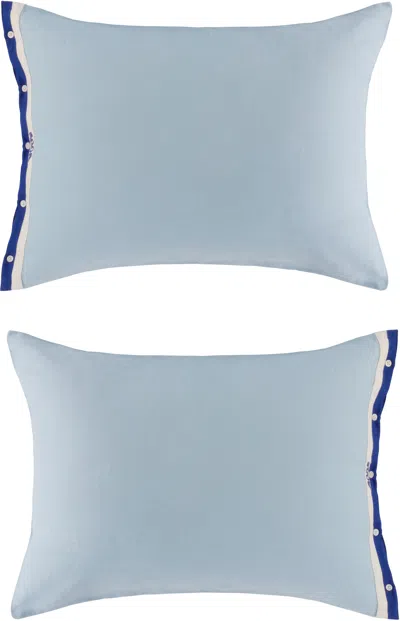 BODE BLUE & WHITE SEEDLING STRIPE PILLOWCASE SET