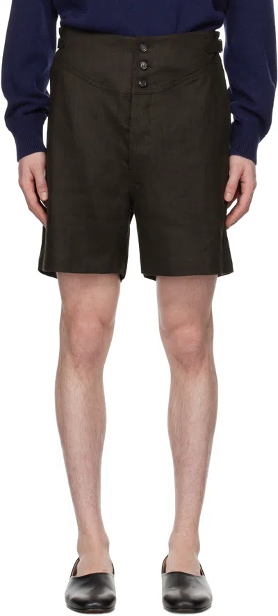 BODE BROWN LINEN COT SHORTS