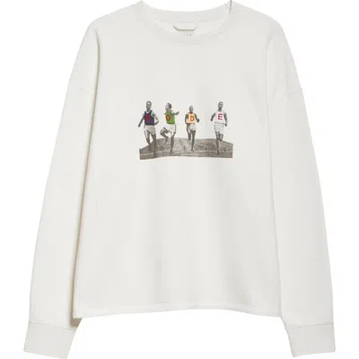 BODE BODE FINISH LINE EMBROIDERED FLEECE GRAPHIC SWEATSHIRT