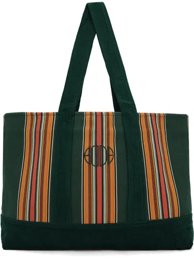 BODE GREEN PARAKEET STRIPE TOTE