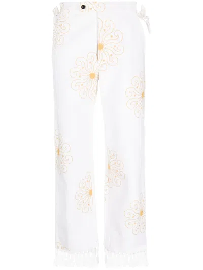 BODE SOLEIL FRINGED-HEM TROUSERS