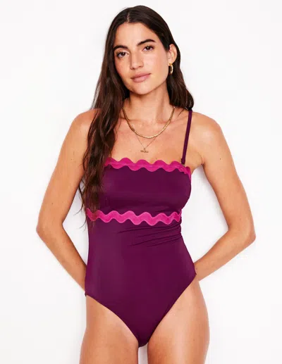 BODEN GIANT RIK RAK SWIMSUIT-CHOCBERRY, JEWEL FEMALE BODEN