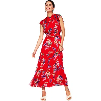 BODEN BODEN PLEAT & RUFFLE FLORAL PRINT DRESS