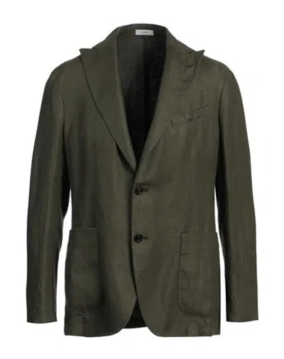 BOGLIOLI BOGLIOLI MAN BLAZER MILITARY GREEN SIZE 46 LINEN