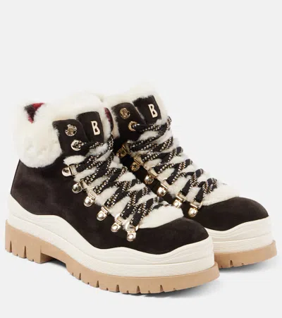 BOGNER AROSA SHEARLING-LINED SUEDE LACE-UP BOOTS