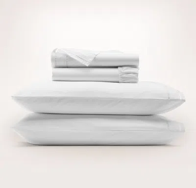 BOLL & BRANCH SIGNATURE EMBELLISHED SHEET SET - WHITE/WHITE LADDER STITCH