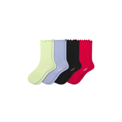BOMBAS RUFFLE RIB HALF CALF SOCK 4-PACK