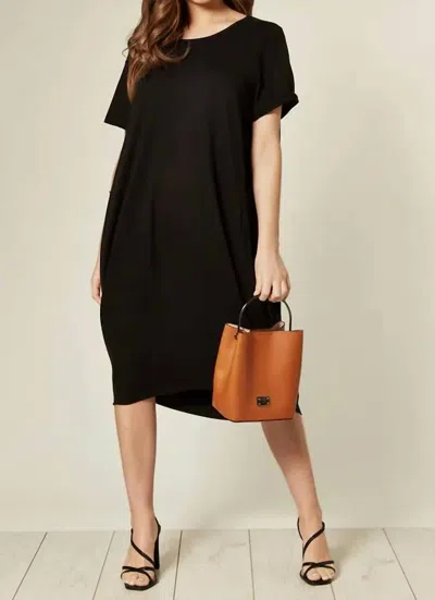 BOMBOM SHORT RIBBED DRESS IN BLACK