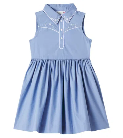 BONPOINT ERMANCE EMBROIDERED COTTON POPLIN DRESS
