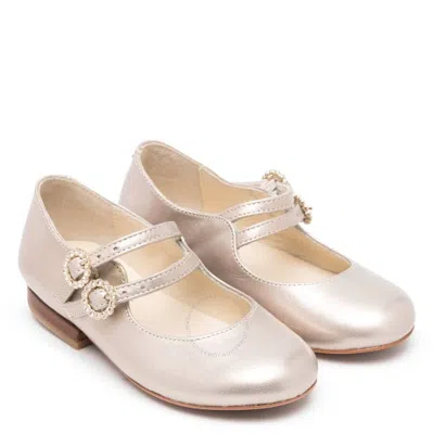 BONPOINT BONPOINT KIDS CRYSTAL BUCKLE LEATHER BALLERINA SHOES
