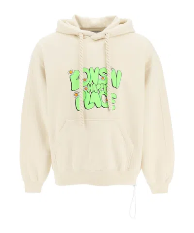 BONSAI BONSAI SLOGAN-PRINTED DRAWSTRING HOODIE