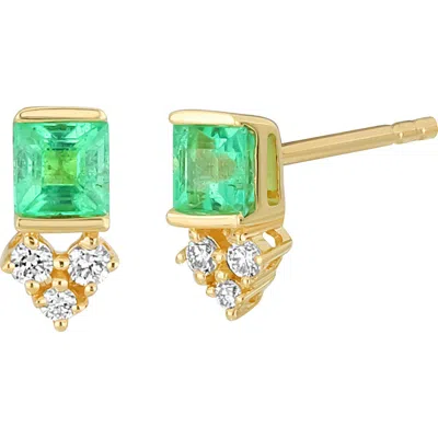 BONY LEVY BONY LEVY EL MAR DIAMOND & EMERALD STUD EARRINGS