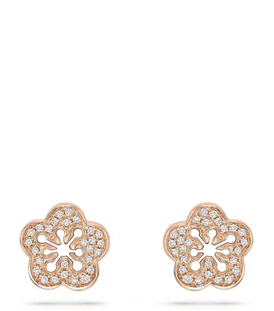 BOODLES ROSE GOLD AND DIAMOND BLOSSOM STUD EARRINGS
