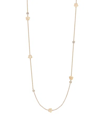 BOODLES ROSE GOLD AND DIAMOND LONG BLOSSOM CHARM NECKLACE