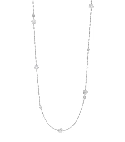 BOODLES WHITE GOLD AND DIAMOND LONG BLOSSOM CHARM NECKLACE