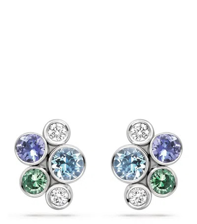 BOODLES WHITE GOLD AND DIAMOND RAINDANCE WATERCOLOUR CLUSTER STUD EARRINGS