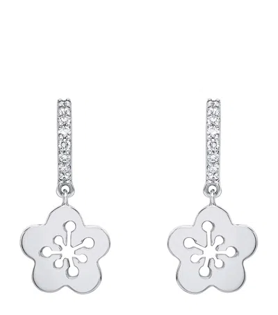 BOODLES WHITE GOLD AND DIAMONDS MINI BLOSSOM DROP EARRINGS