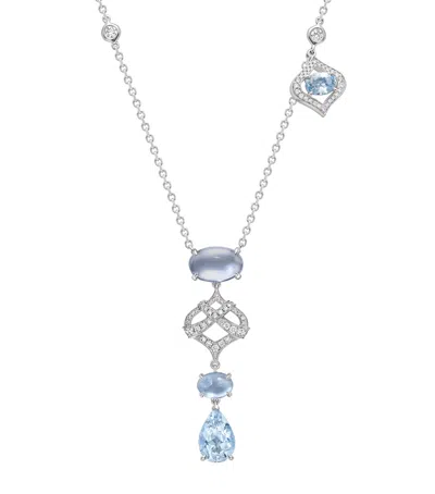 BOODLES WHITE GOLD, AQUAMARINE AND DIAMOND WOODLAND NECKLACE