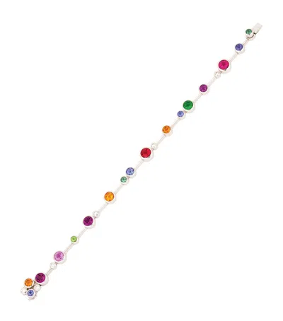 BOODLES WHITE GOLD, DIAMOND, TANZANITE AND GEMSTONE RAINDANCE RAINBOW BRACELET