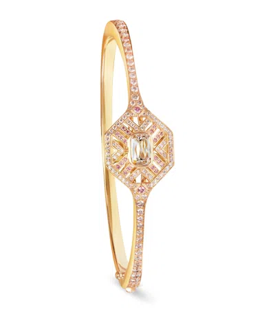 BOODLES YELLOW GOLD AND ASHOKA DIAMOND FIFTH AVENUE BANGLE