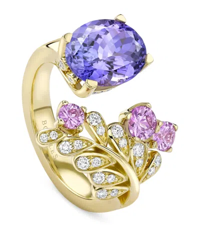 BOODLES YELLOW GOLD, DIAMOND AND TANZANITE A FAMILY JOURNEY PROVENCE RING