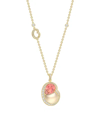 BOODLES YELLOW GOLD, DIAMOND, PINK TOURMALINE AND MOONSTONE MOTHERHOOD NECKLACE
