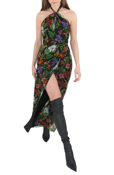 BORGO DE NOR ALYONA GEORGETTE WITH LUREX DRESS IN SAFARI BLACK