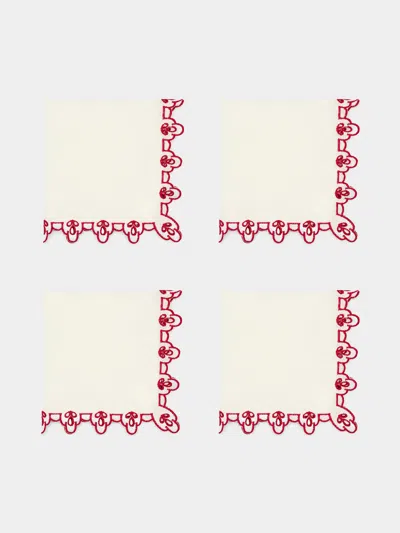 BORGO DELLE TOVAGLIE AMALFI EMBROIDERED LINEN NAPKINS (SET OF 4)