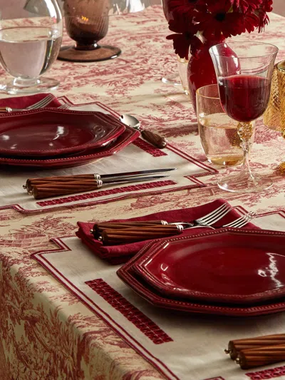 BORGO DELLE TOVAGLIE EVA ROSSO EMBROIDERED LINEN PLACEMATS (SET OF 4)