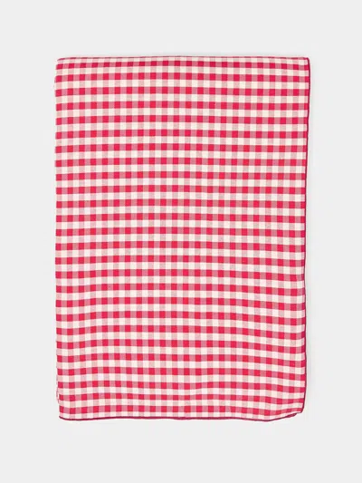 BORGO DELLE TOVAGLIE FILO ROSSO SARA CHECK LINEN LARGE RECTANGULAR TABLECLOTH