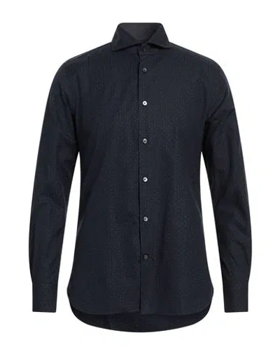BORSA BORSA MAN SHIRT MIDNIGHT BLUE SIZE 17 COTTON