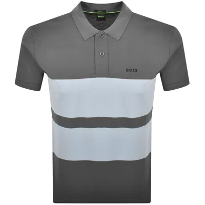 BOSS ATHLEISURE BOSS STRIPE ZONE POLO T SHIRT DARK GREY