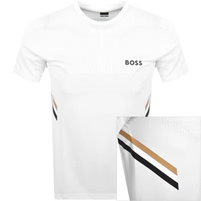 BOSS ATHLEISURE BOSS TECH T SHIRT OFF WHITE