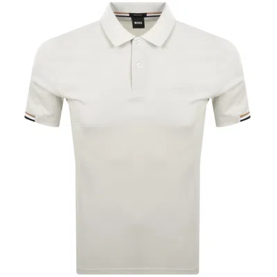 HUGO BOSS BOSS PARLAY 147 MERCERISED POLO OPEN WHITE
