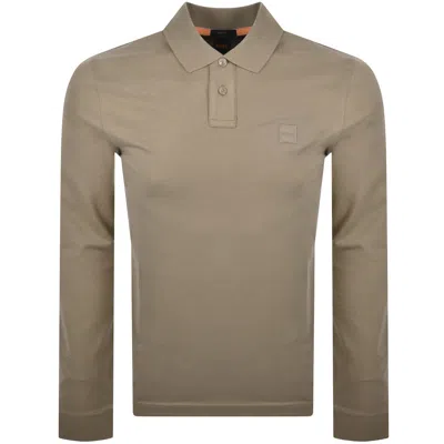 BOSS CASUAL BOSS LONG SLEEVE PASSERBY POLO T SHIRT BROWN