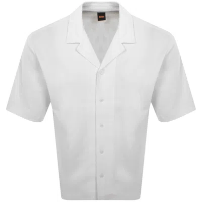 BOSS CASUAL BOSS WAFFLE OVERSIZED SHIRT NATURAL WHITE