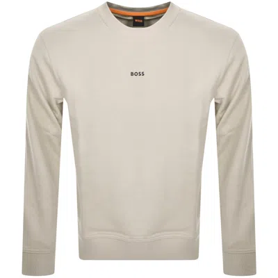 BOSS CASUAL BOSS WE SMALL CREW NECK SWEATSHIRT BEIGE