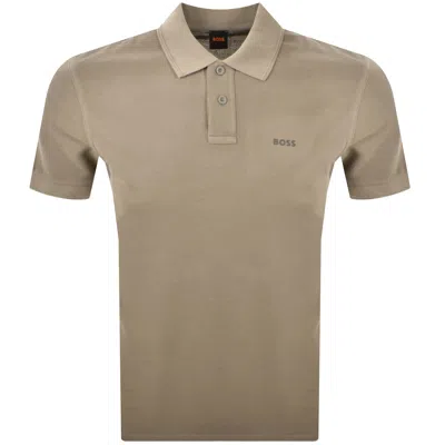 BOSS CASUAL BOSS CASUAL PRIME POLO T SHIRT BROWN