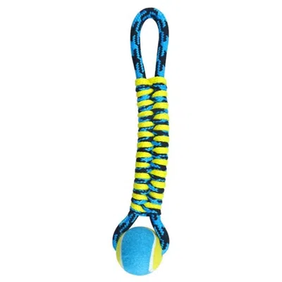 BOSS PET PRODUCTS PARACORD ROPE TWISTED TUG WITH TENNIS BLUE