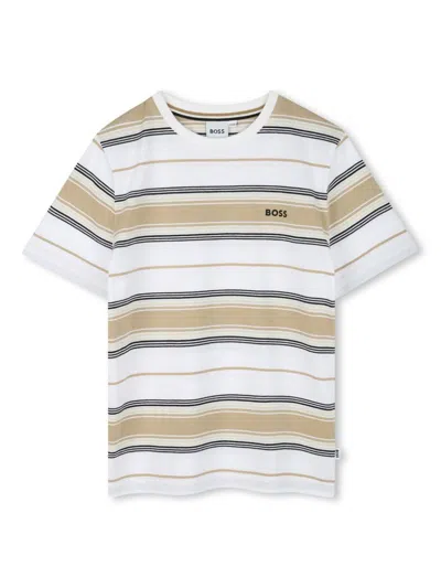 BOSSWEAR LOGO-PRINT STRIPED T-SHIRT