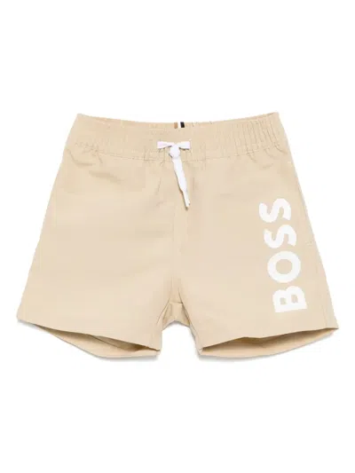 BOSSWEAR LOGO-PRINT SWIM SHORTS