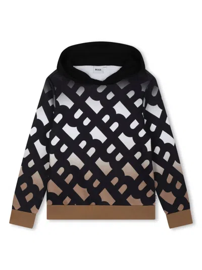 BOSSWEAR MONOGRAM-PRINT GRADIENT-EFFECT HOODIE