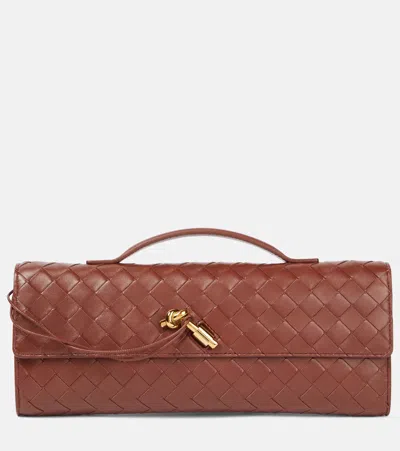 BOTTEGA VENETA ANDIAMO KNOT INTRECCIATO LEATHER CLUTCH