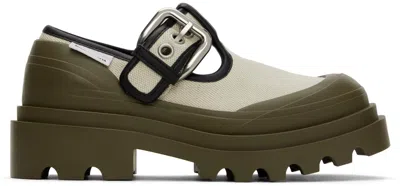 BOTTEGA VENETA BEIGE & KHAKI TREK MARY-JANE LOAFERS