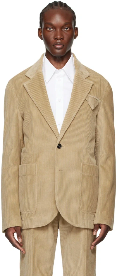 BOTTEGA VENETA BEIGE SINGLE-BREASTED BLAZER