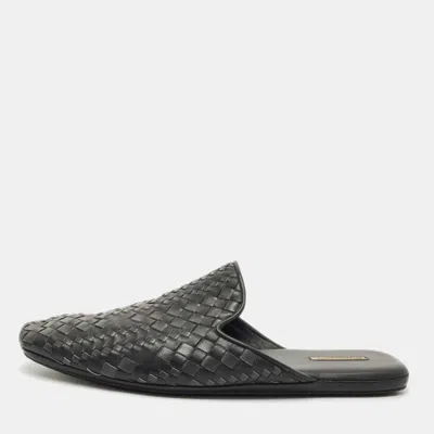 BOTTEGA VENETA BLACK INTRECCIATO LEATHER TUBOLARE MULES SIZE 40