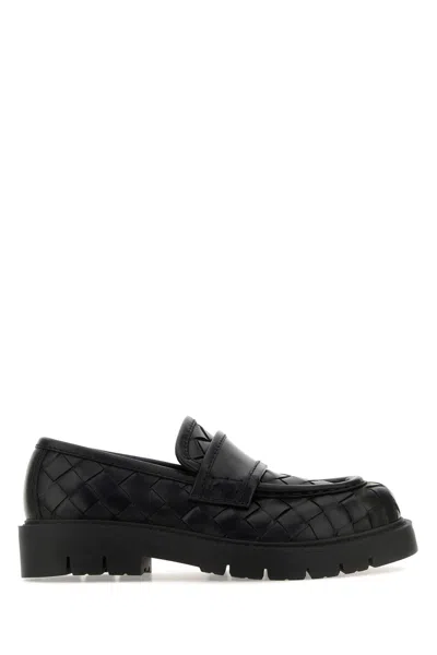 BOTTEGA VENETA BLACK LEATHER HADDOCK LOAFERS