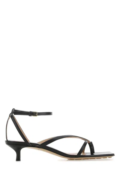 BOTTEGA VENETA BLACK LEATHER STRETCH SANDALS