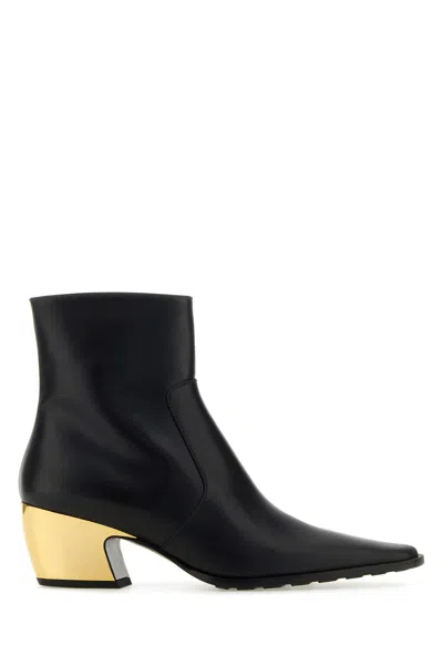 BOTTEGA VENETA BLACK LEATHER TEX ANKLE BOOTS