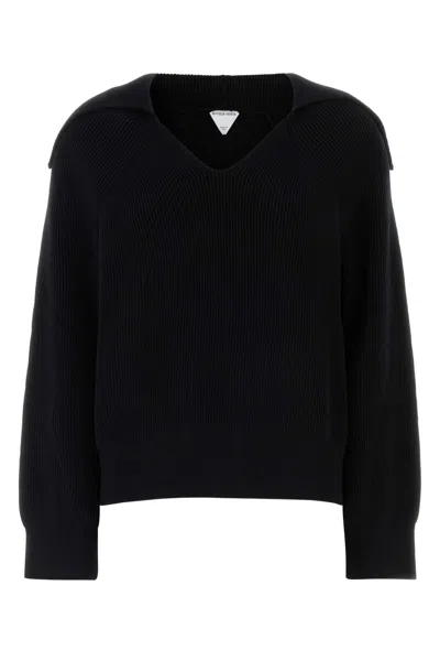 BOTTEGA VENETA BLACK STRETCH COTTON BLEND POLO SHIRT